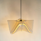 Large SINE pendant lamp glowing softly through an openwork structure, modern home decor lighting, 48 cm.