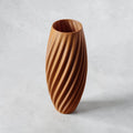 TEXTURIA spiral vase in Amber Oak terracotta wood finish, 3D printed dried flower vase, 20 cm