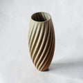 TEXTURIA dried flower vase in Birch beige, spiral wood texture, 3D printed minimalist home decor